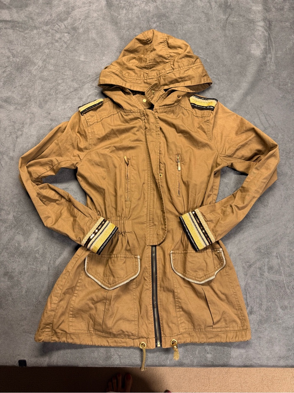 Willow & Clay Hooded Utility Jacket in Caramel